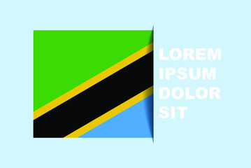 Half Tanzania flag vector with copy space, country flag with shadow style, horizontal slide effect, Tanzania icon design asset, text area, simple flat design