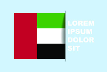 Half UAE flag vector with copy space, country flag with shadow style, horizontal slide effect, UAE icon design asset, text area, simple flat design