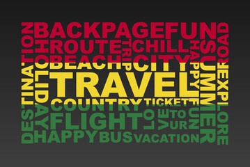 Bolivia flag shape of travel keywords, travel concept, abroad vacation idea, simple flat design, Bolivia flag mask on holiday words, tourism banner