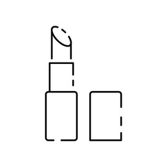 Eco cosmetics icon. Organic natural products alcohol, paraben and gluten free line icons for packaging. Vector set. Non toxic, no animal testing, for all skin types. Beauty. Lipstick