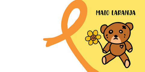 Maio laranja the campaign against violence research of children on 18 May. Template for social media posts.