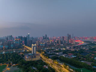 Naklejka na ściany i meble Hubei Wuhan Summer Urban Skyline Aerial photography scenery