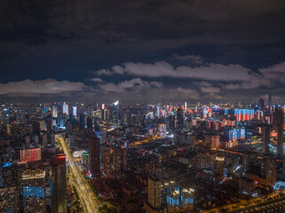 Obraz premium Hubei Wuhan Summer Urban Night Skyline Aerial photography scenery