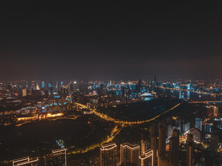 Obraz premium Hubei Wuhan Summer Urban Night Skyline Aerial photography scenery