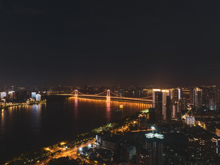 Obraz premium Hubei Wuhan Summer Urban Night Skyline Aerial photography scenery