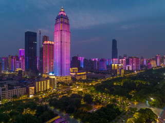 Obraz premium Hubei Wuhan Summer Urban Night Skyline Aerial photography scenery