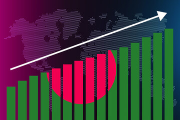 Bangladesh bar chart graph, increasing values, country statistics concept, Bangladesh country flag on bar graph