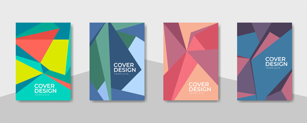 Set cover design template with abstract low poly design.