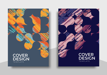 Set cover design template with abstract brush stroke designs