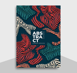 Cover design template in retro wave abstract style