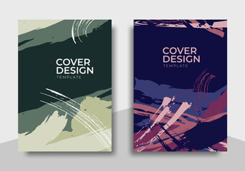 Set cover design template with abstract brush stroke design