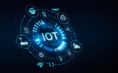 IOT and digital icons, smart devices and connection