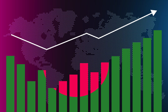Bangladesh bar chart graph with ups and downs, increasing values, Bangladesh country flag on bar graph, upward rising arrow on data, news banner idea, developing country concept