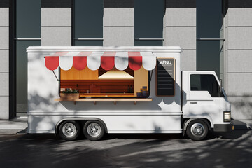 Food truck with kitchen, local city market