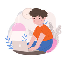 a child is learning coding