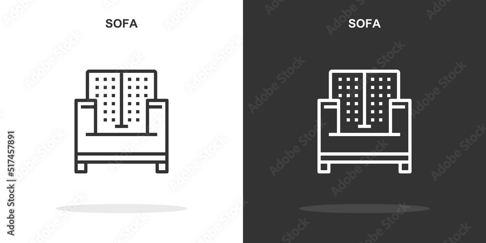 Poster sofa line icon. simple outline style.sofa linear sign. vector illustration isolated on white backgro