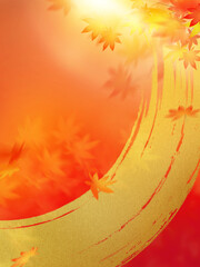 Autumn background material of autumn leaves and gold leaf