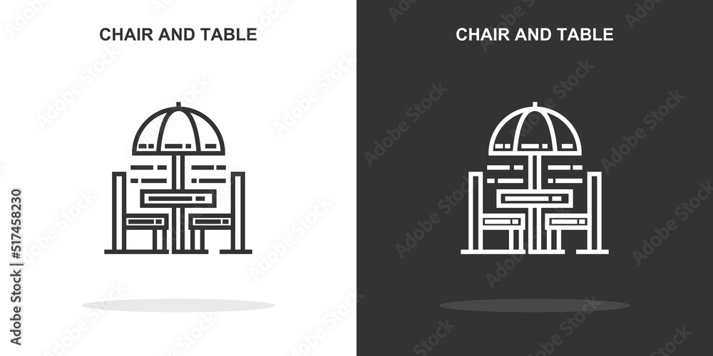 Poster chair and table line icon. simple outline style.chair and table linear sign. vector illustration iso