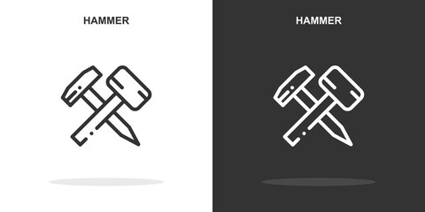 hammer line icon. Simple outline style.hammer linear sign. Vector illustration isolated on white background. Editable stroke EPS 10