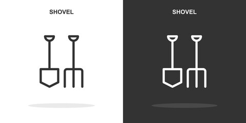 shovel line icon. Simple outline style.shovel linear sign. Vector illustration isolated on white background. Editable stroke EPS 10