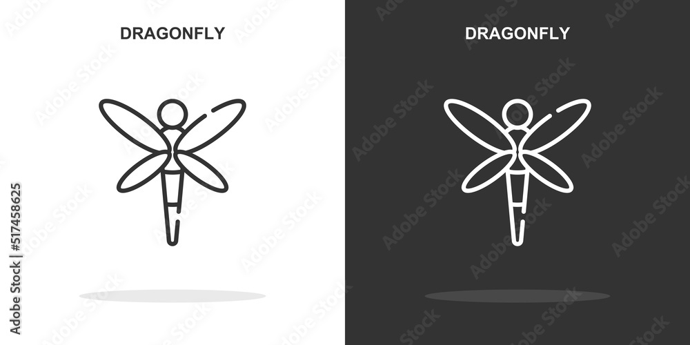 Poster dragonfly line icon. simple outline style.dragonfly linear sign. vector illustration isolated on whi