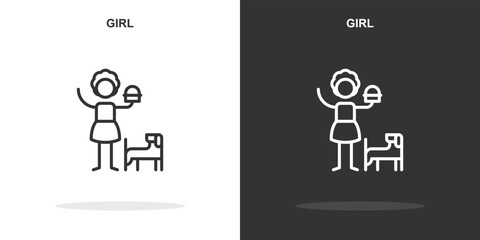 girl line icon. Simple outline style.girl linear sign. Vector illustration isolated on white background. Editable stroke EPS 10