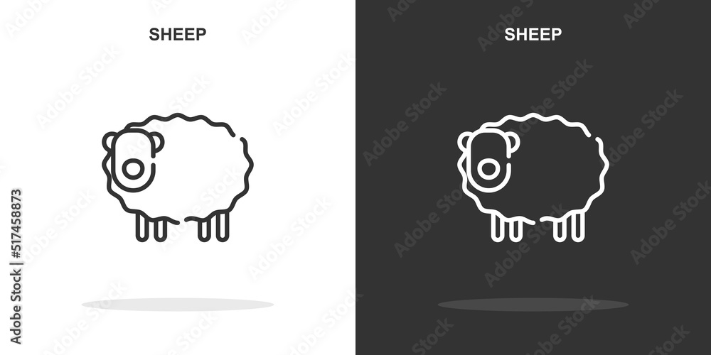 Poster sheep line icon. simple outline style.sheep linear sign. vector illustration isolated on white backg