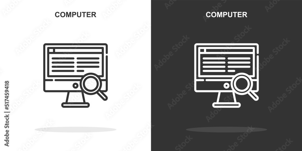 Poster computer line icon. simple outline style.computer linear sign. vector illustration isolated on white