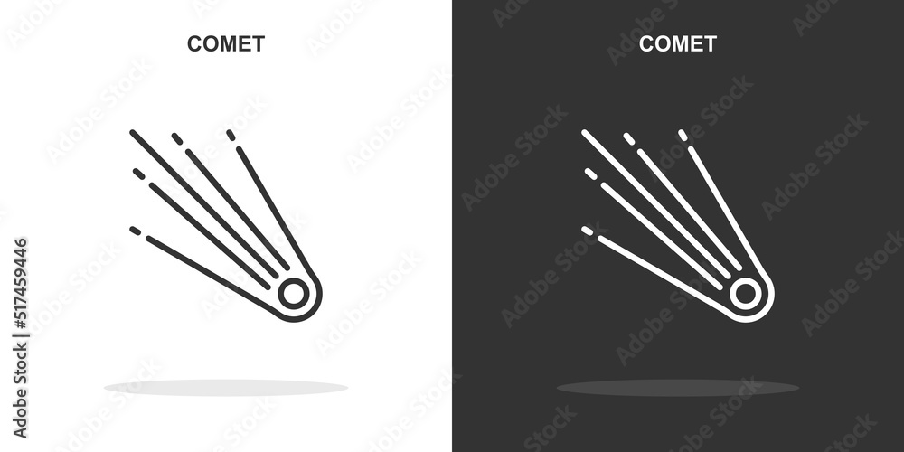 Poster comet line icon. simple outline style.comet linear sign. vector illustration isolated on white backg