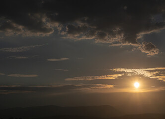 Fototapeta na wymiar panorama of a fiery sunrise - sunset