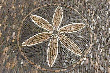 Historical sidewalk paving stones with ornament. Freiburg. Germany