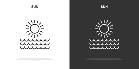 sun line icon. Simple outline style.sun linear sign. Vector illustration isolated on white background. Editable stroke EPS 10