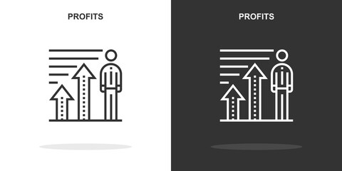 profits line icon. Simple outline style.profits linear sign. Vector illustration isolated on white background. Editable stroke EPS 10