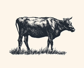 Hand Drawn Cow. vector illustration