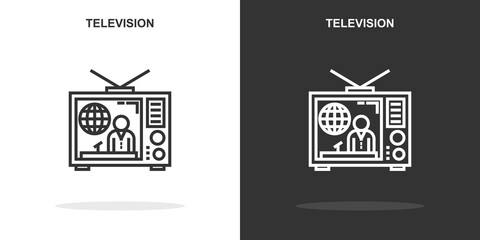 television line icon. Simple outline style.television linear sign. Vector illustration isolated on white background. Editable stroke EPS 10