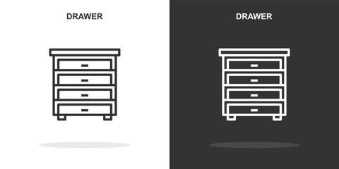 drawer line icon. Simple outline style.drawer linear sign. Vector illustration isolated on white background. Editable stroke EPS 10