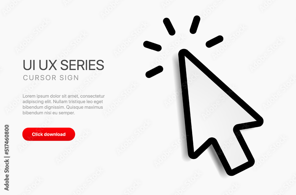 Poster Mouse click cursor set. Hand Cursor. Click icon. Mouse pointer set. Arrow cursor. Pointer click icon. Clicking cursor, pointing hand clicks and waiting loading icons. Website arrows or hand icon.