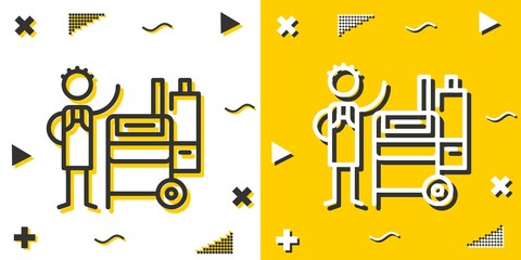 offset smoker line icon. Simple outline style.offset smoker linear sign. Vector illustration isolated on white background. Editable stroke EPS 10