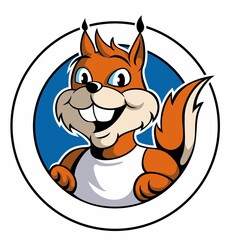 Cartoon style funny squirrel character, funny animal logo, mascot design concept, isolated on white background.