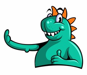 Cute cartoon style dinosaur character, isolated on white background.