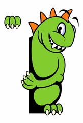 Cute cartoon style dinosaur character, isolated on white background.