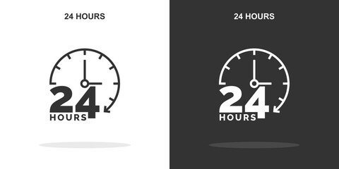 24 hours line icon. Simple outline style.24 hours linear sign. Vector illustration isolated on white background. Editable stroke EPS 10