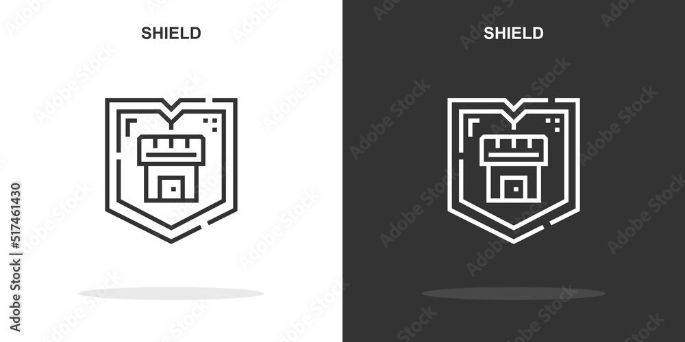 Poster shield line icon. simple outline style.shield linear sign. vector illustration isolated on white bac