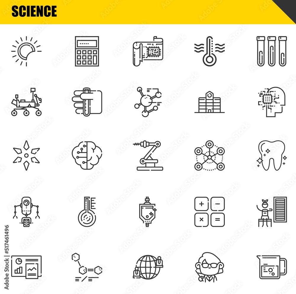 Aufkleber science vector line icons set. eclipse, analytics and science icons. thin line design. modern outlin