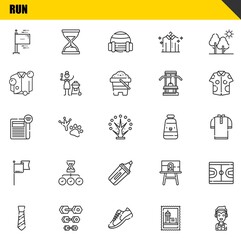 run vector line icons set. flags, tie and newspaper Icons. Thin line design. Modern outline graphic elements, simple stroke symbols stock illustration