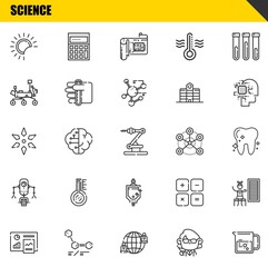 science vector line icons set. eclipse, analytics and science Icons. Thin line design. Modern outline graphic elements, simple stroke symbols stock illustration