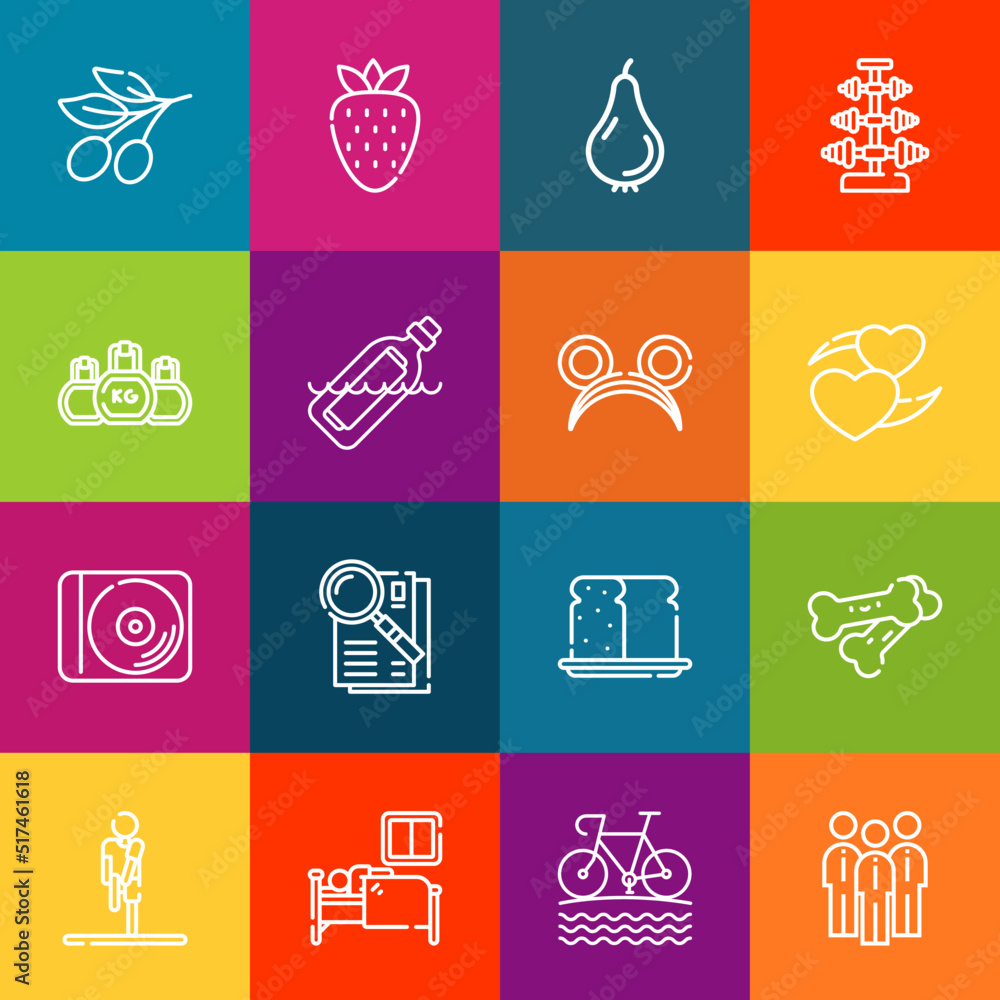 Poster modern thin line icons set of health elements. premium quality outline symbol collection. simple mon