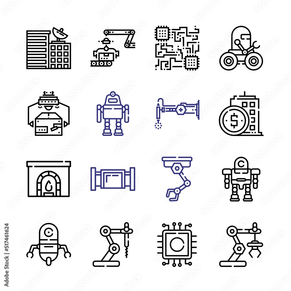 Poster engineering icon set with line icons. modern thin line style. suitable for web and mobile icon. vect