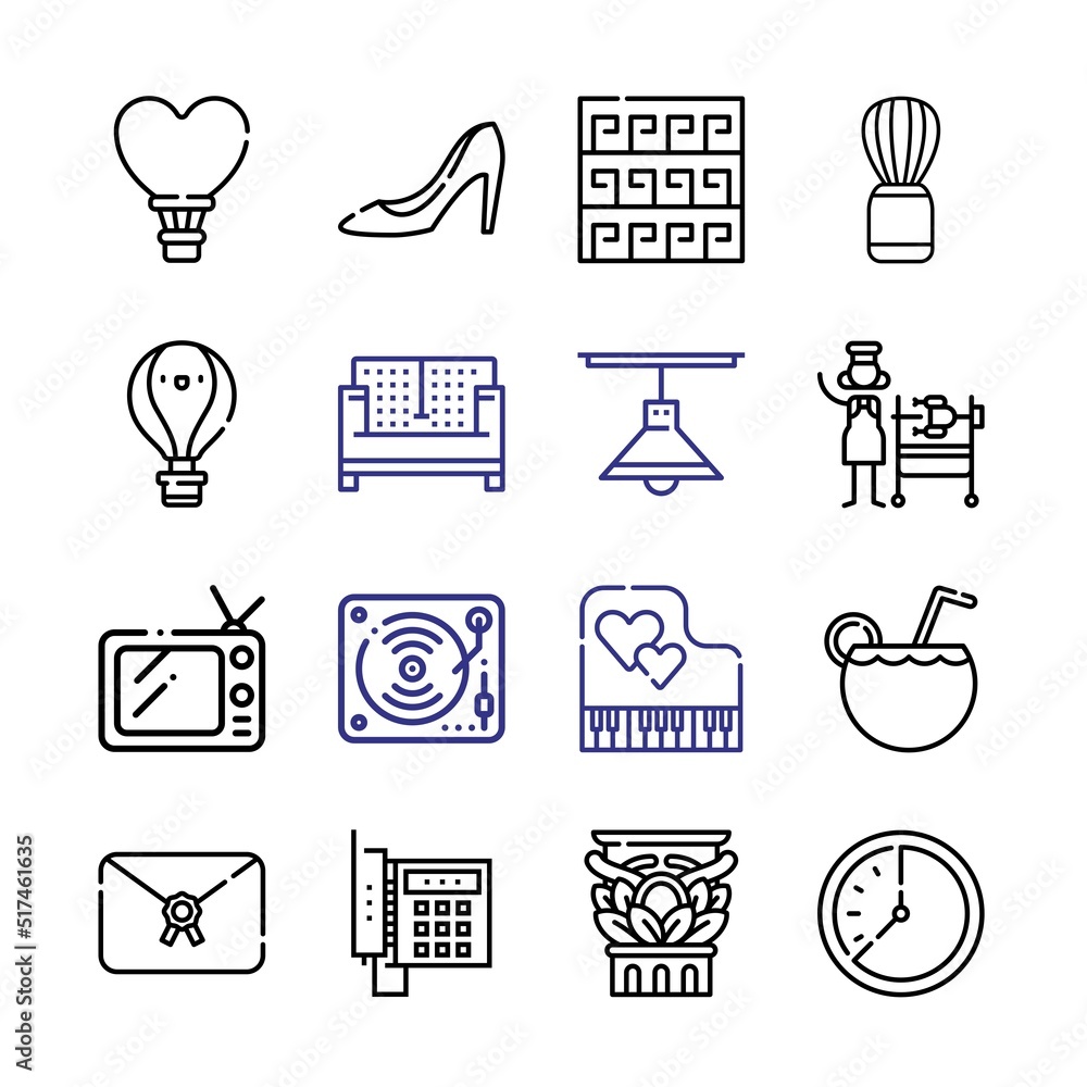 Poster classic icon set with line icons. modern thin line style. suitable for web and mobile icon. vector i