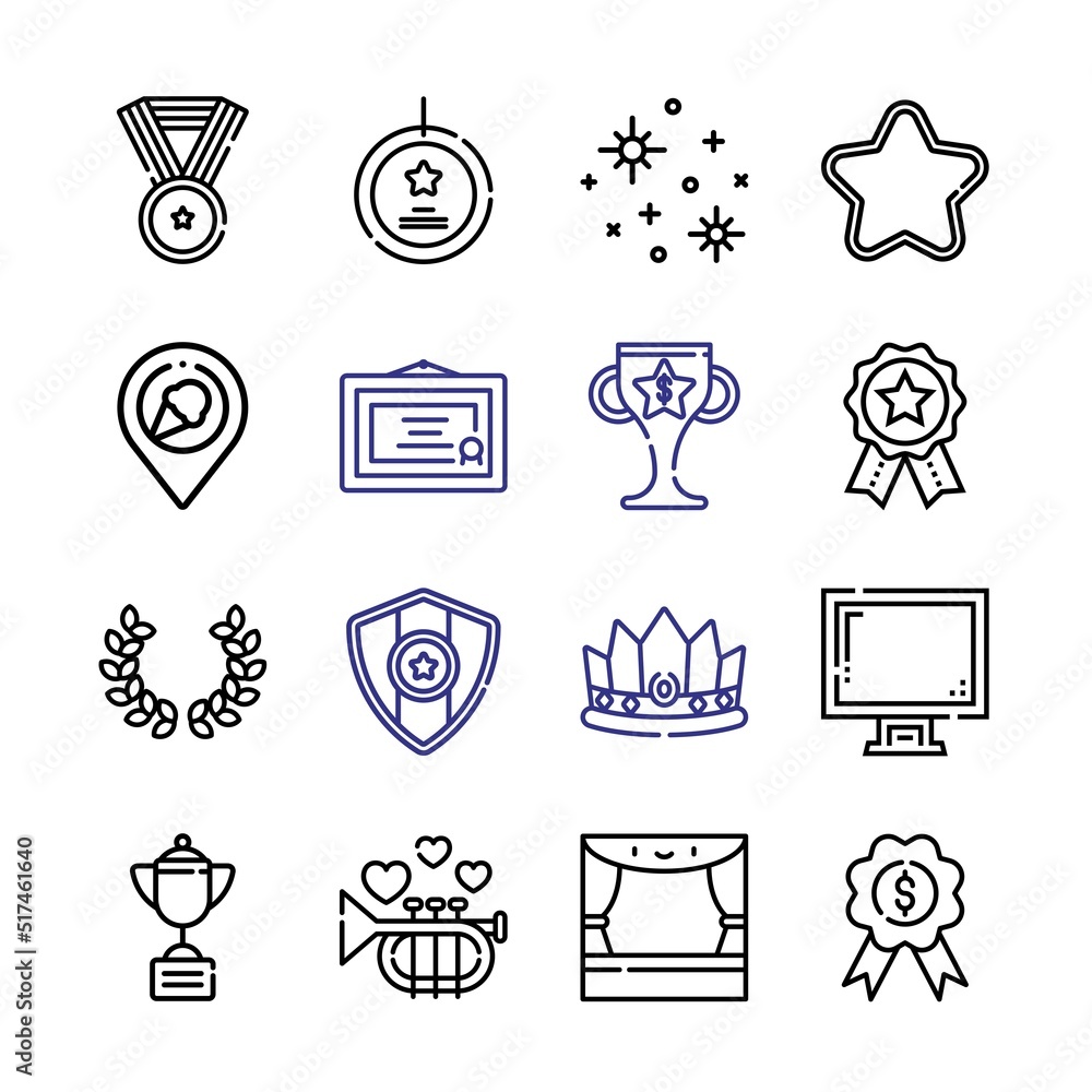 Poster award icon set with line icons. modern thin line style. suitable for web and mobile icon. vector ill